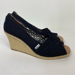 Toms Black Open peep toe espadrille wedges
